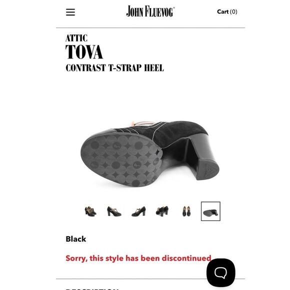 John Fluevog Black Brogue T-Strap Heels - Picture 7 of 9